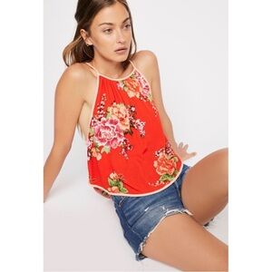 Free People Flora Halter Top - Red Size Large